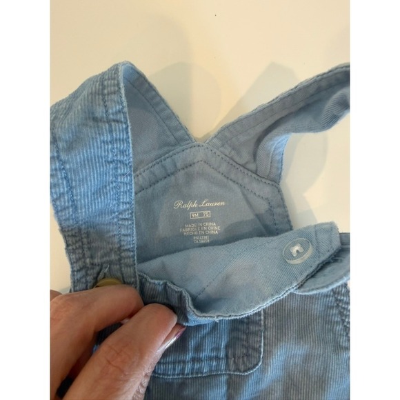 Polo Ralph Lauren Baby Cotton Blue Corduroy Sleeveless Overall, Snap Bottom, 9M - Picture 4 of 4